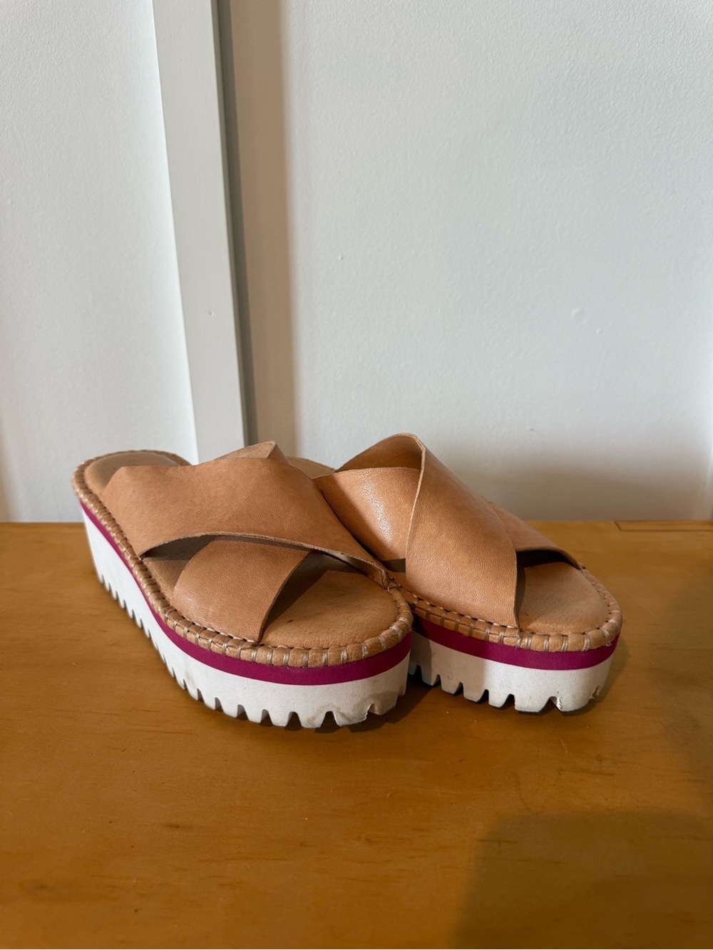 Chocolat Blu Madison Lug Sole Platform Slide Sandal Tan